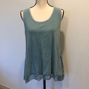 M  Rena tank top with lace trim green/blue size M